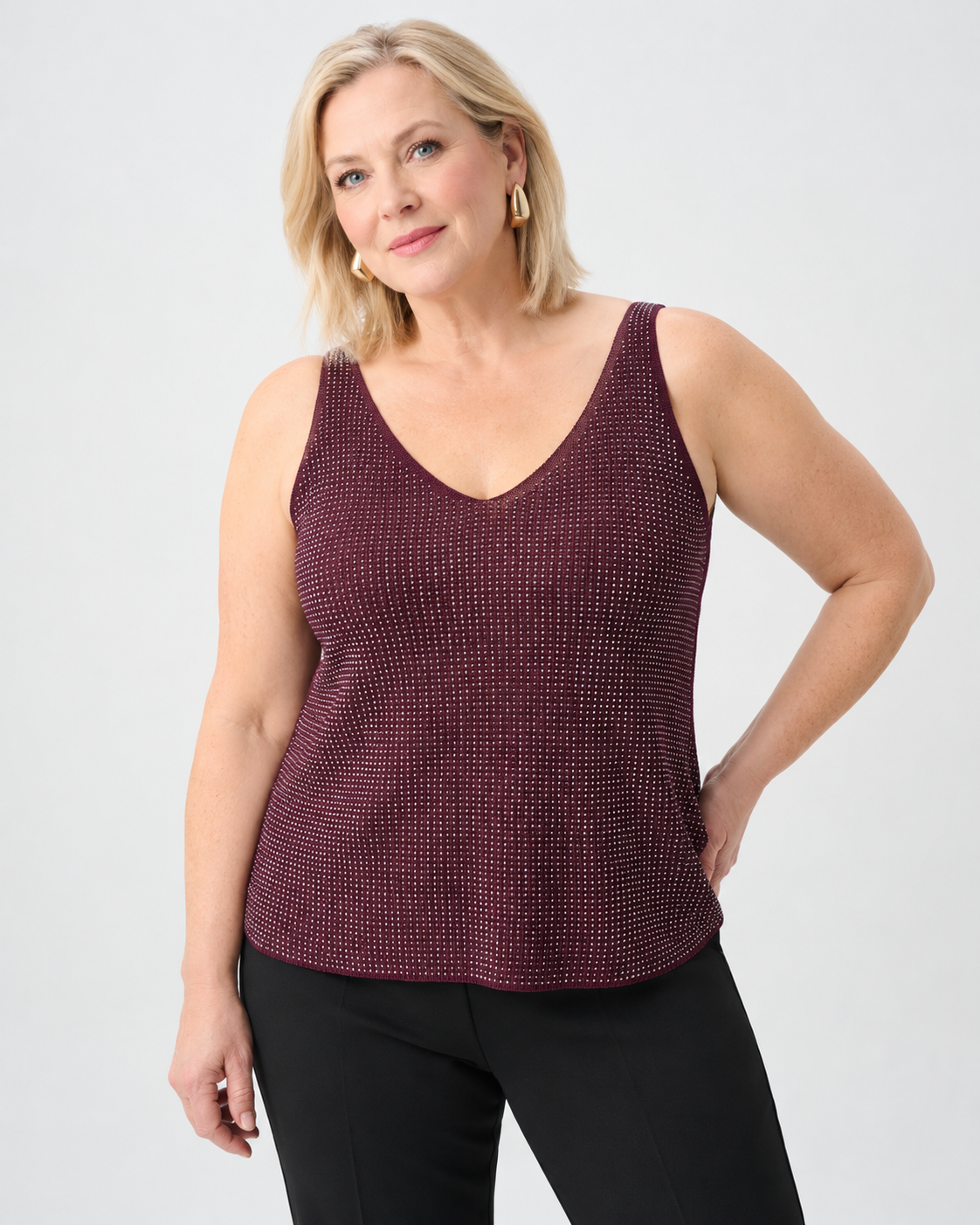 Camisole en tricot métallique avec strass - Joseph Ribkoff