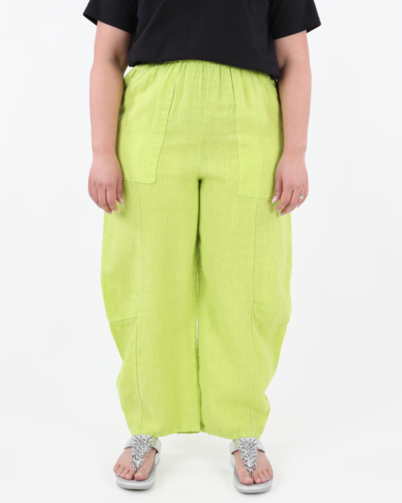 Loose-fitting linen pants Light Green - Marie la Lune