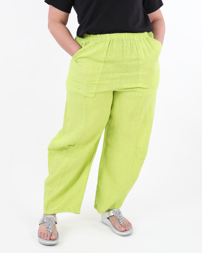 Loose-fitting linen pants Light Green - Marie la Lune