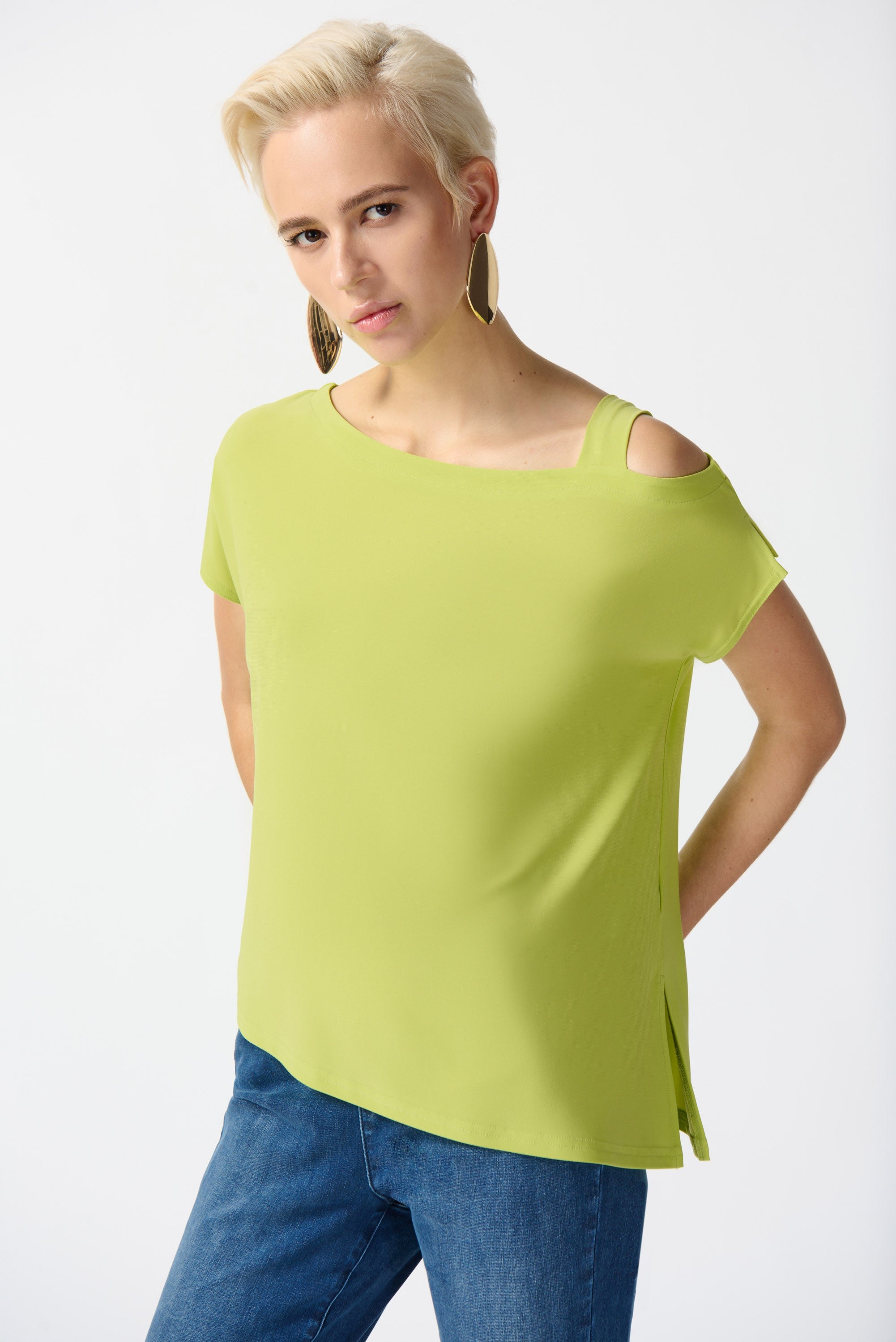 Lime Green Asymmetrical Top - Joseph Ribkoff