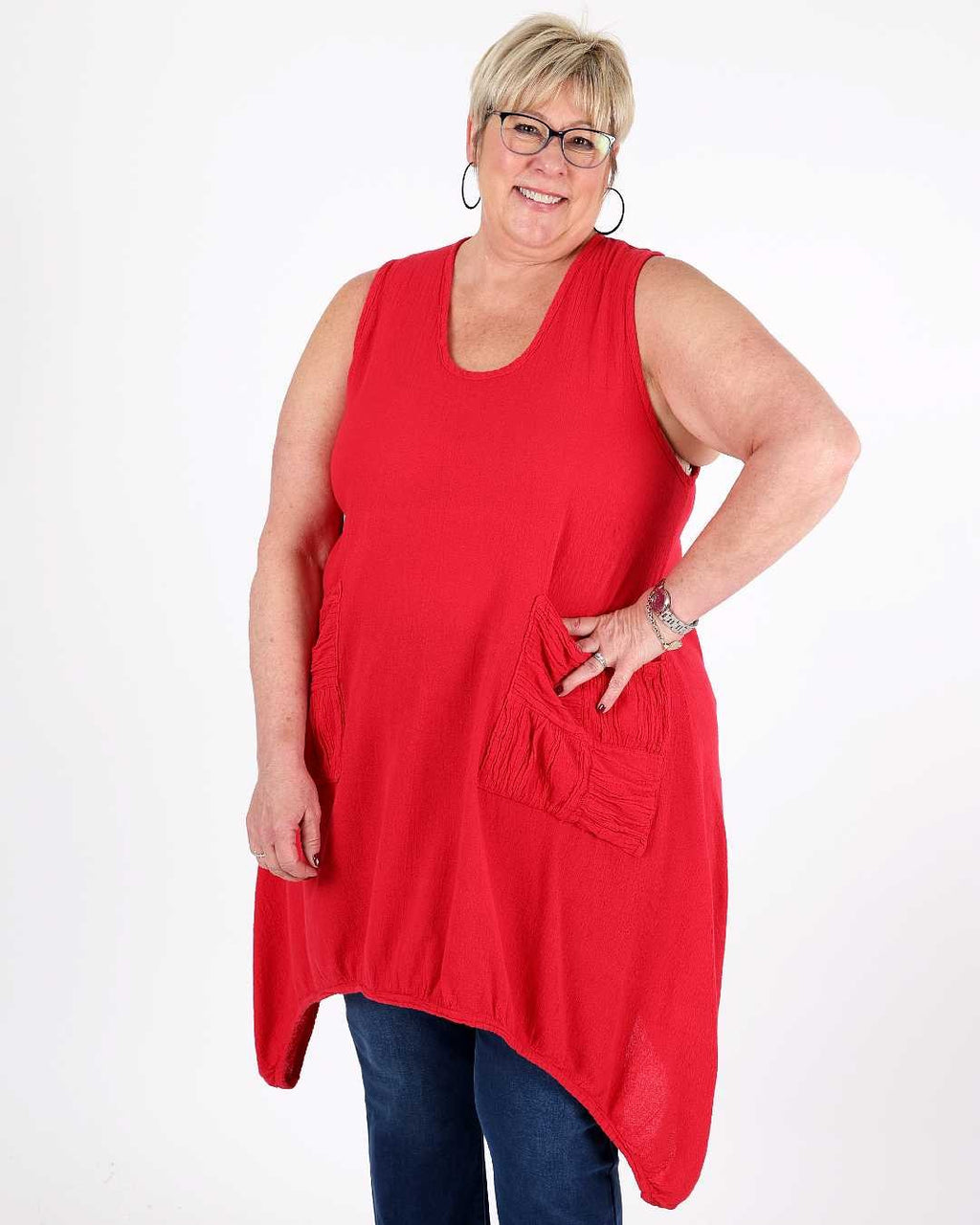 Brad Tunic Red - Oh my Gauze!