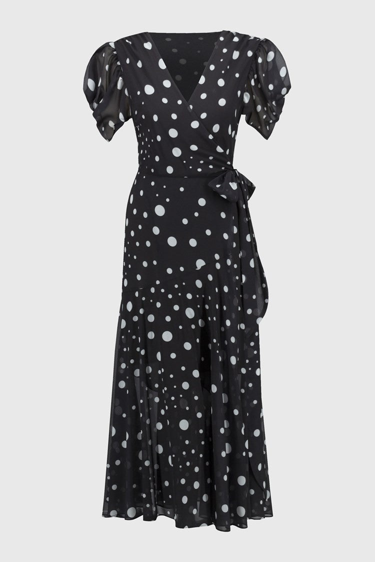 Robe portefeuille en chiffon à pois - Joseph Ribkoff