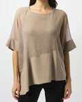Beige Silky Knit and Mesh Cocon Top - Joseph Ribkoff