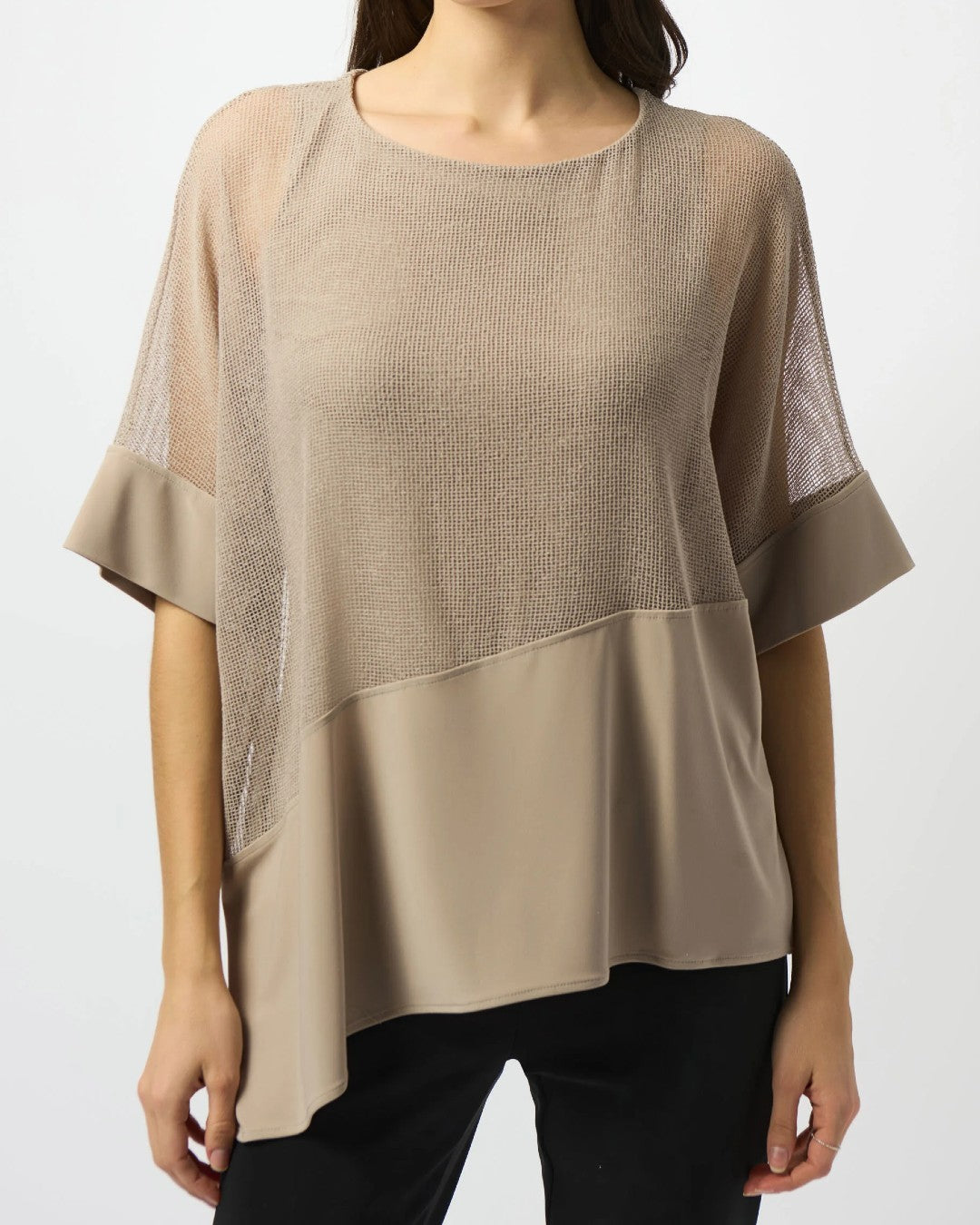 Haut Cocon en Tricot Soyeux et Résille Beige - Joseph Ribkoff
