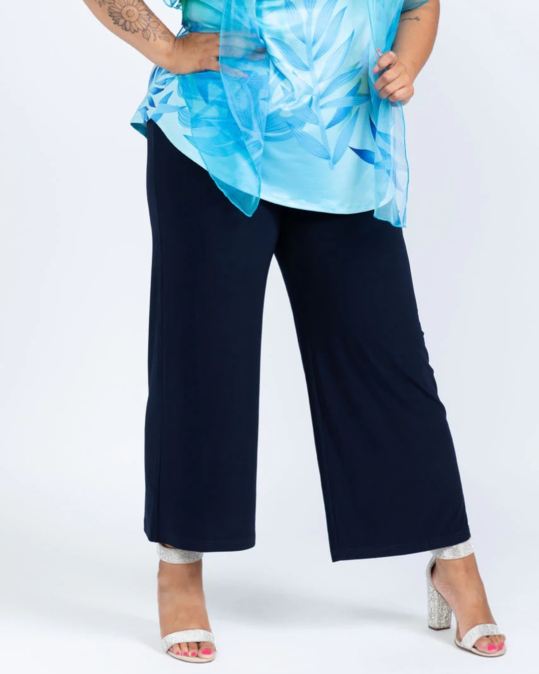 Navy Petite Palazzo Pant - Black LABB