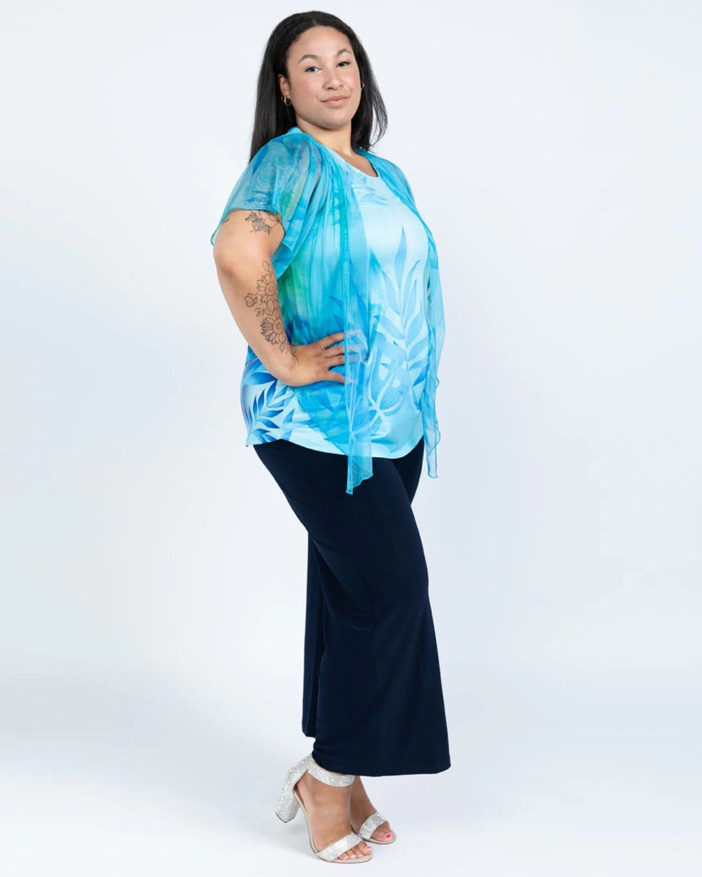 Navy Petite Palazzo Pant - Black LABB