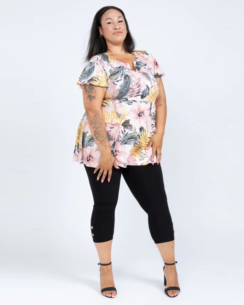 2-Button Capri Leggings - Black LABB