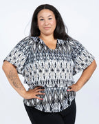 Aztec Lillie Short Sleeve Layered Top - Black LABB