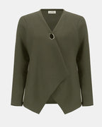Scuba Jersey Trapeze Jacket Khaki - Joseph Ribkoff