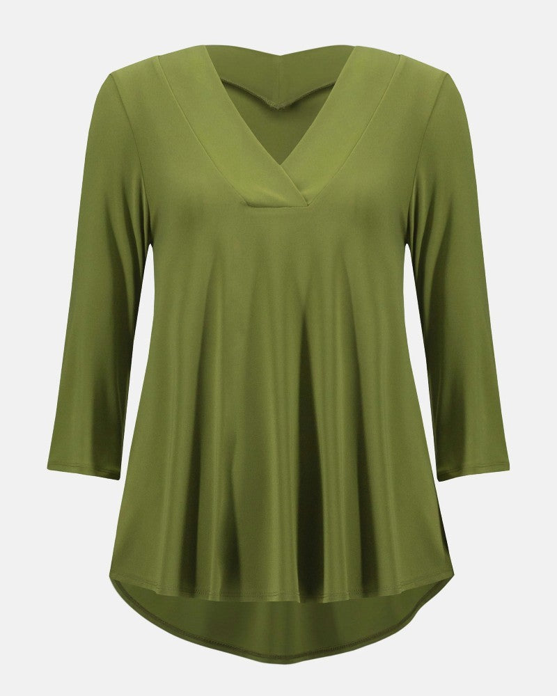 Silky Knit Flared Top Artichoke - Joseph Ribkoff