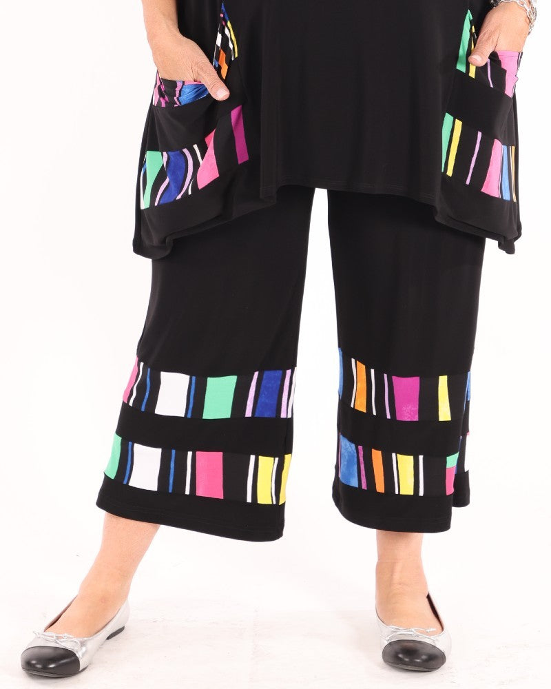 Silky Knit Stripe Print Culotte Pants - Joseph Ribkoff