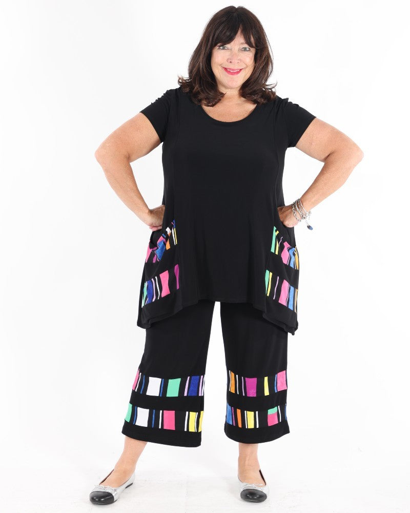 Silky Knit Stripe Print Culotte Pants - Joseph Ribkoff