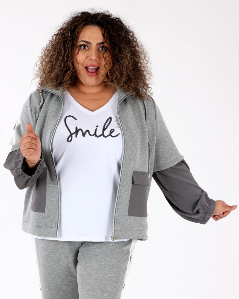 Ladies knitted top White grey - Orly