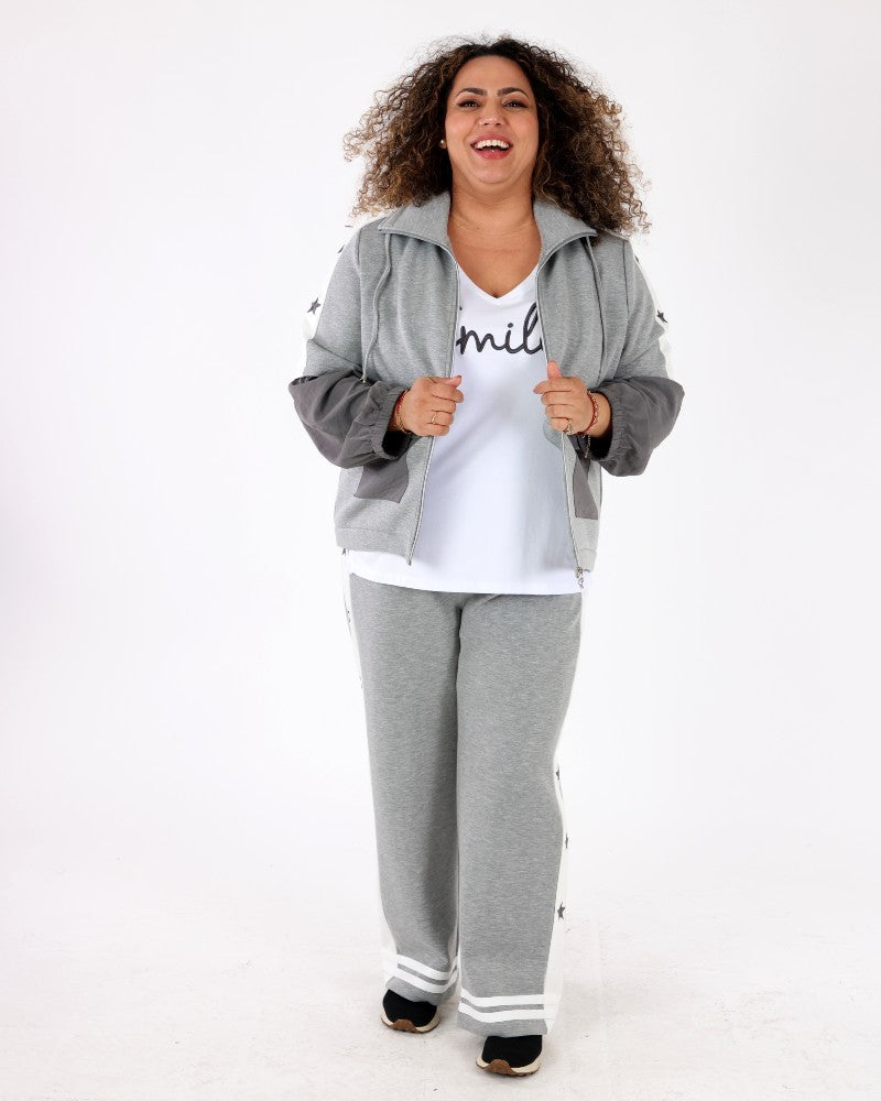 Ladies knitted top White grey - Orly