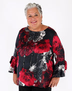 Recycled Satin Floral Print Straight Top - Joseph Ribkoff