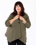 Scuba Jersey Trapeze Jacket Khaki - Joseph Ribkoff