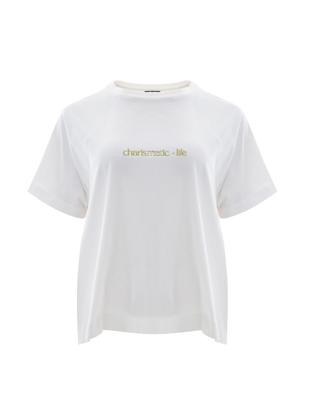 Cotton white t-shirt with raglan sleeves - Mat