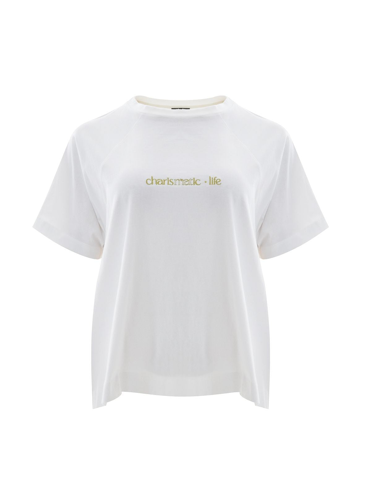 Cotton white t-shirt with raglan sleeves - Mat