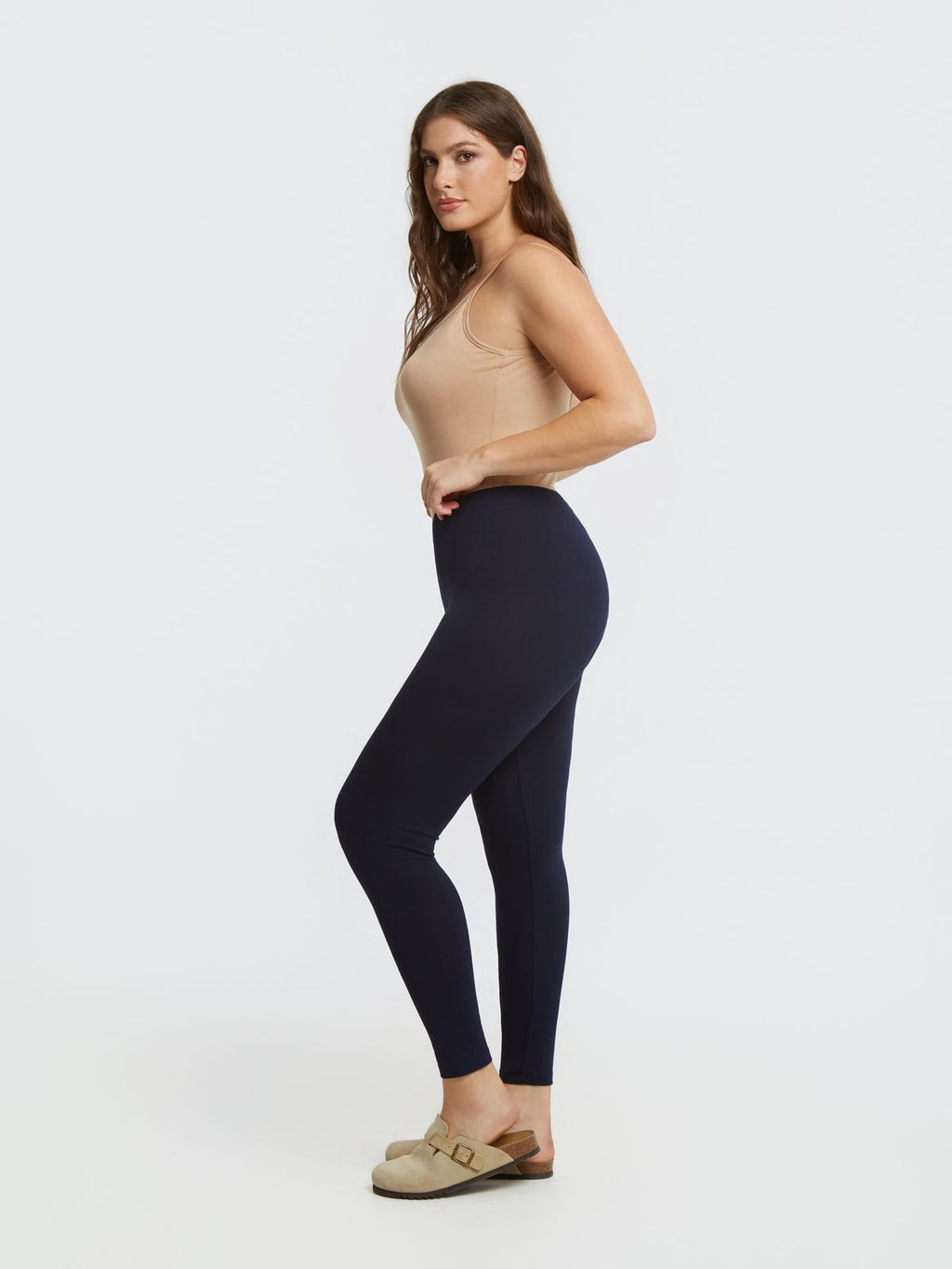 Navy Blue Basic Viscose Leggings - Matt