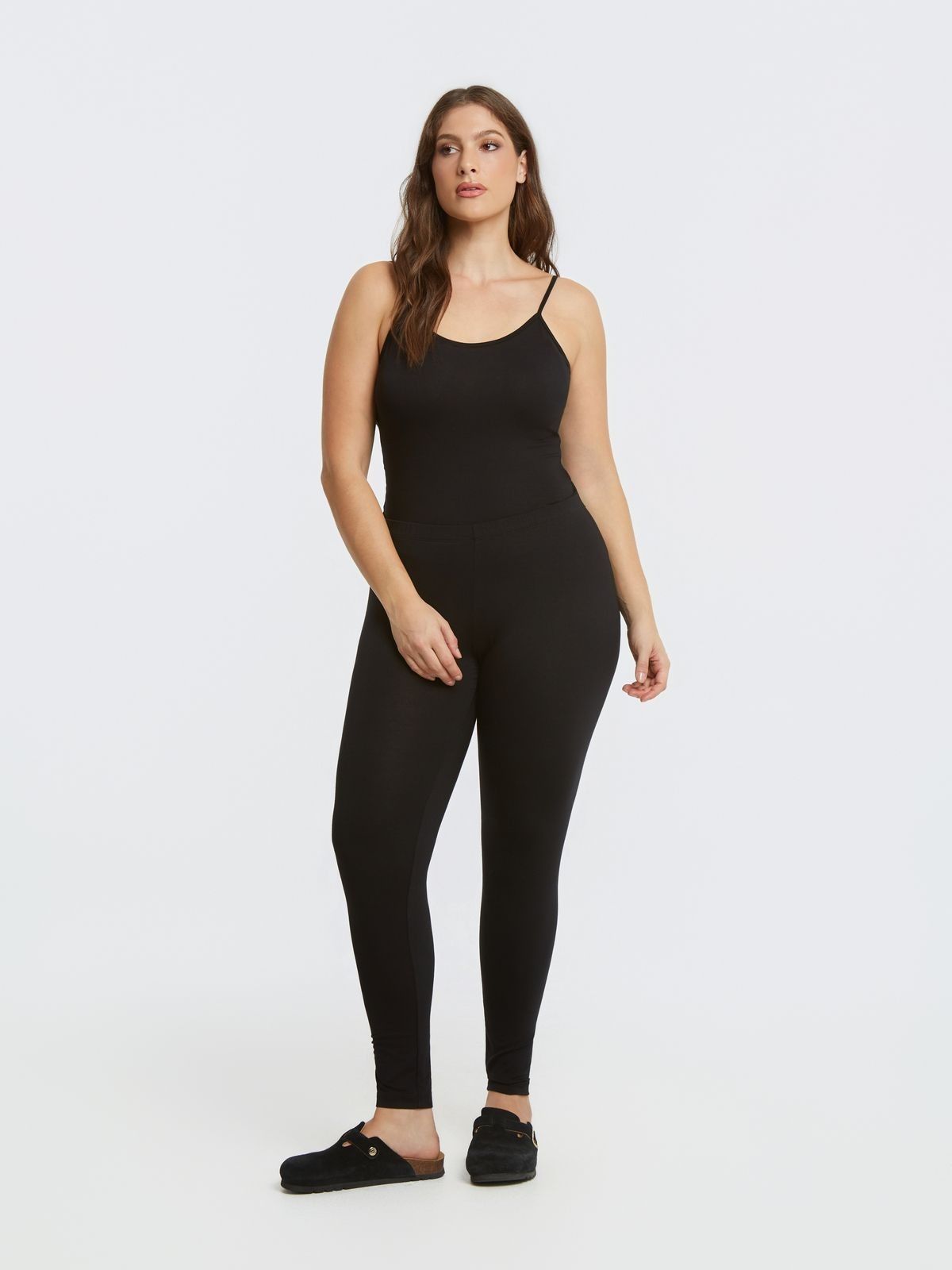 Black Basic viscose leggings -  Mat