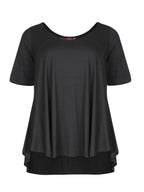 Basic curve hem black top - Matt