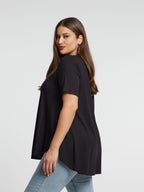 Basic curve hem black top - Matt