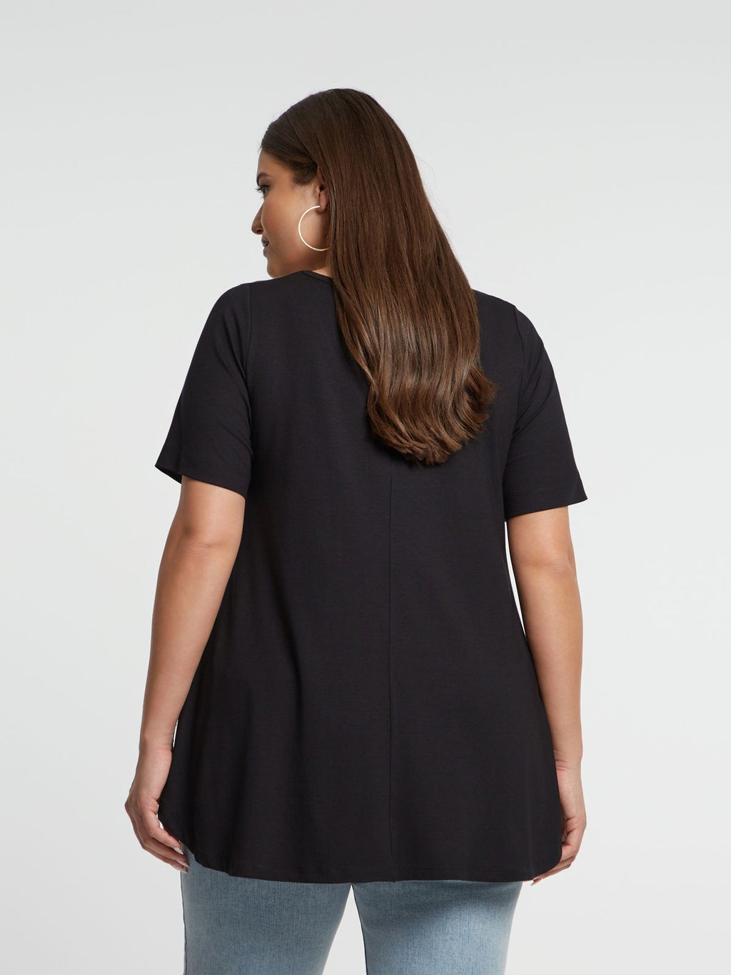 Basic curve hem black top - Matt