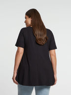 Basic curve hem black top - Matt