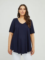 Basic curve hem navy top - Matt