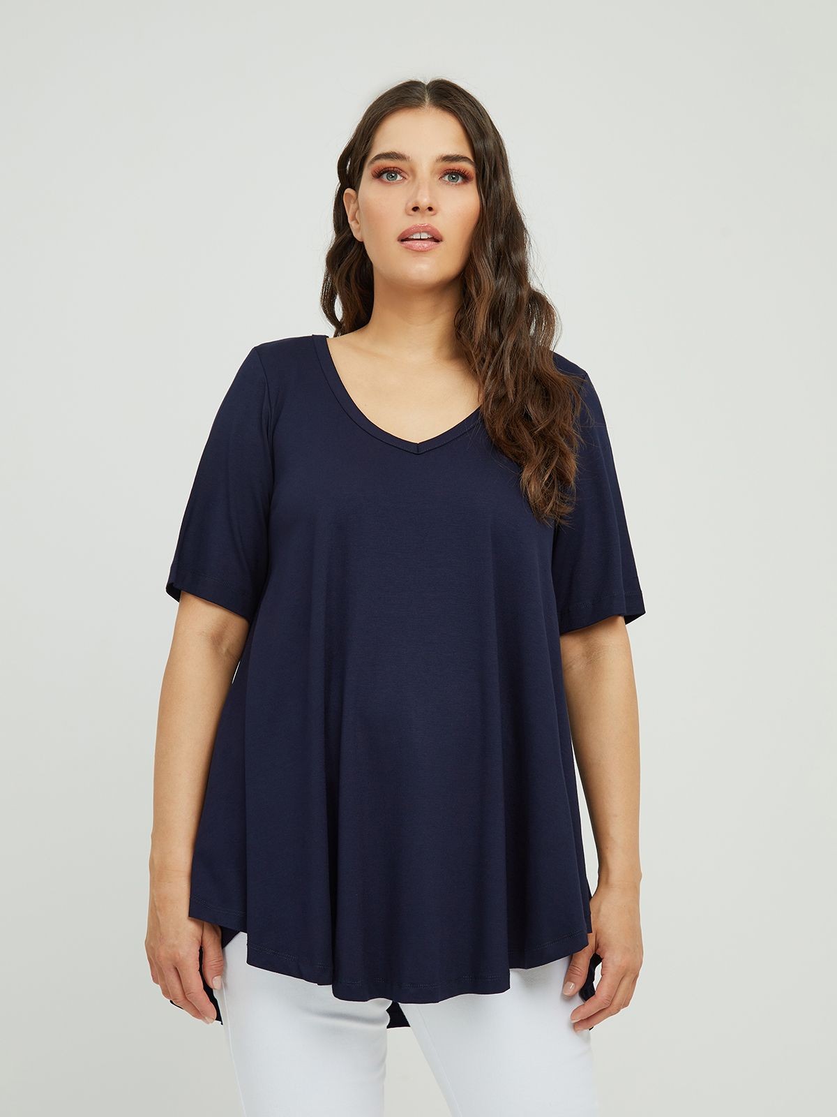 Basic curve hem navi top - Mat