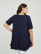 Basic curve hem navy top - Matt