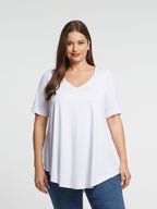 Basic curve hem white top - Matte