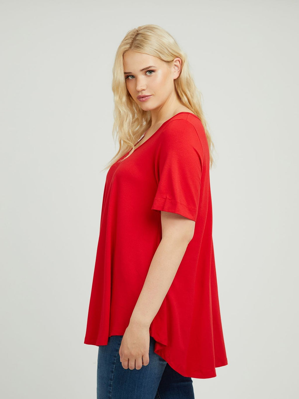 Basic curve hem red top - Matt