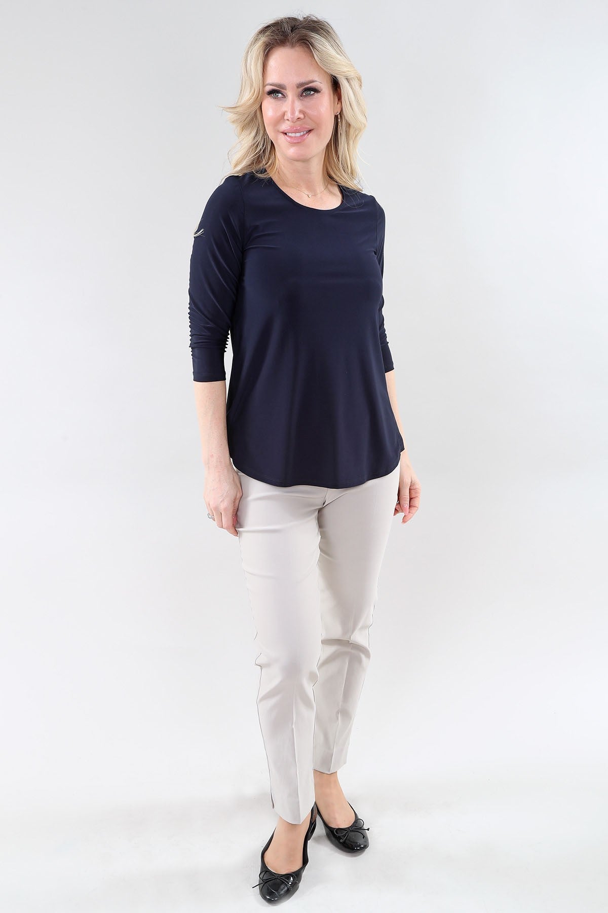 Navy 3/4 Sleeve Top – Michael Tyler