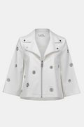Metallic Faux Suede Swing Jacket with Eyelets - Joseph Ribkoff