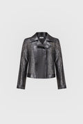 Blouson de moto en faux suède métallisé - Joseph Ribkoff