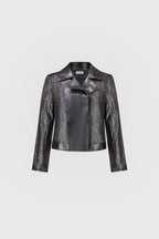 Blouson de moto en faux suède métallisé - Joseph Ribkoff