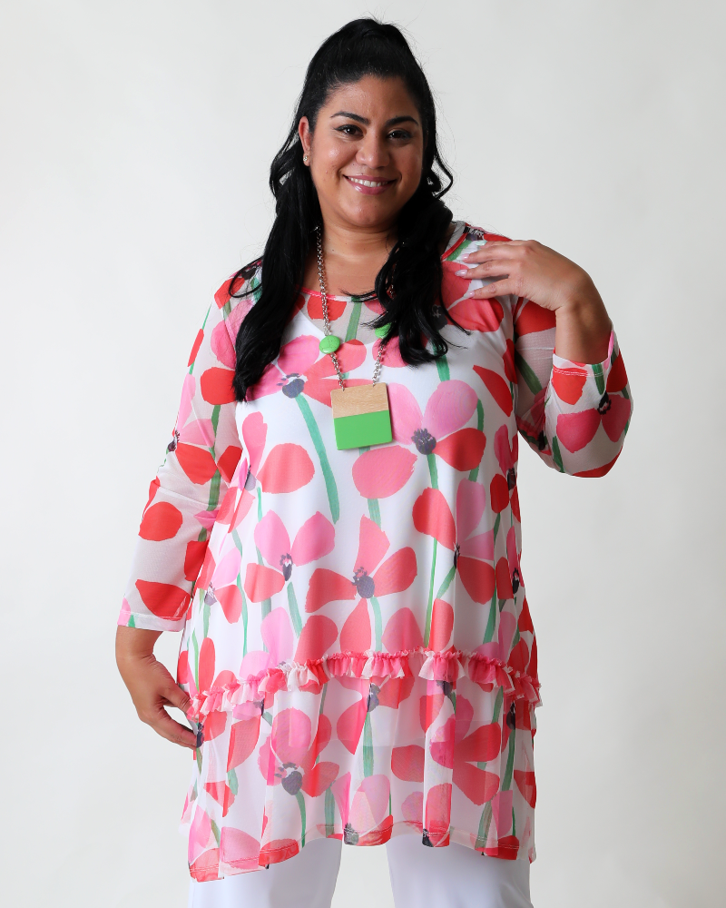 Floral Mesh Tunic - G!oze