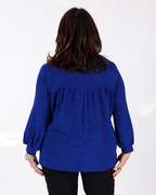 Shimmering royal blue V-neck top - Matte