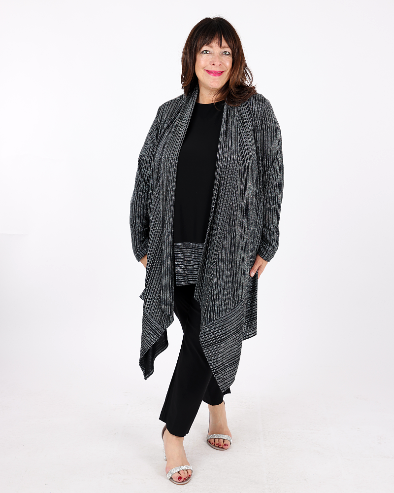 Metallic Open Front Cardigan - Joseph Ribkoff