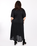 Shimmering black V-neck dress - Mat