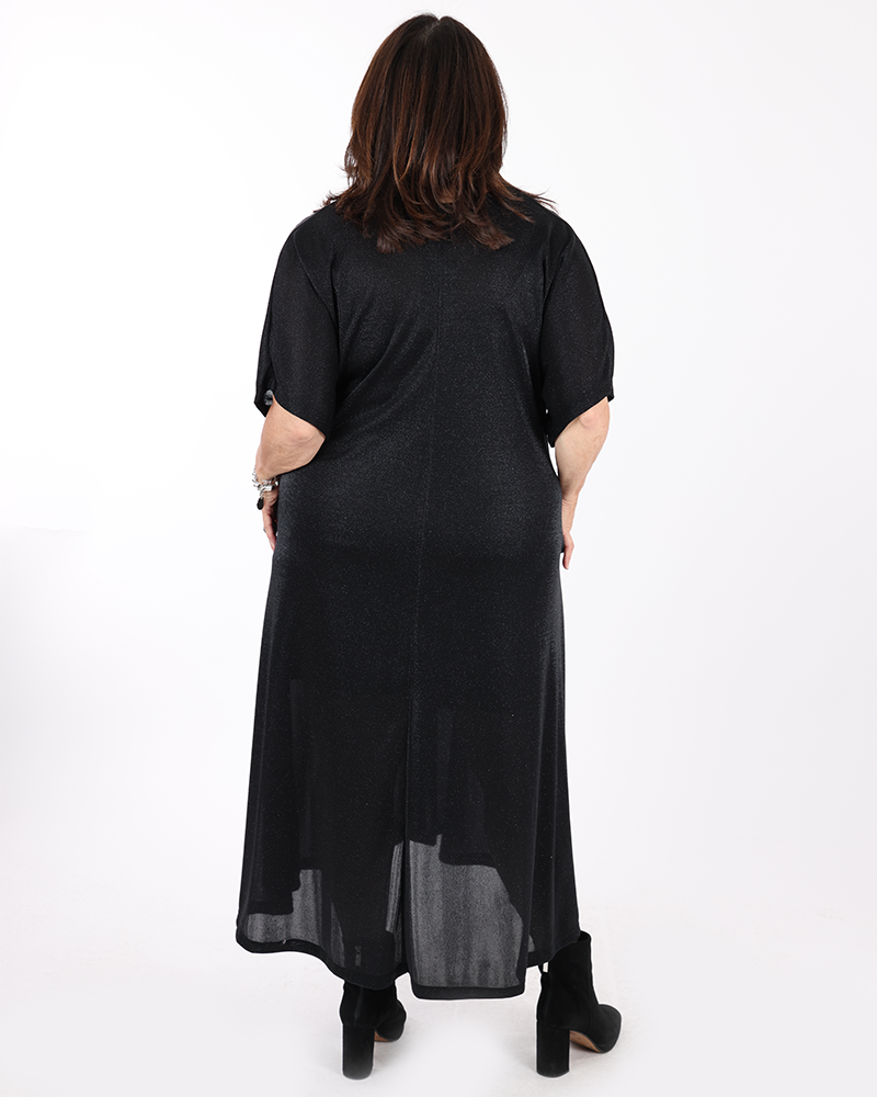 Shimmering black dress V neck - Mat