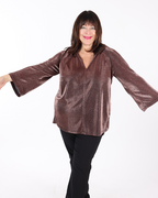 Shimmering bronze V-neck top - Matte