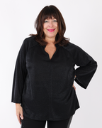 Shimmering black V-neck top - Matt