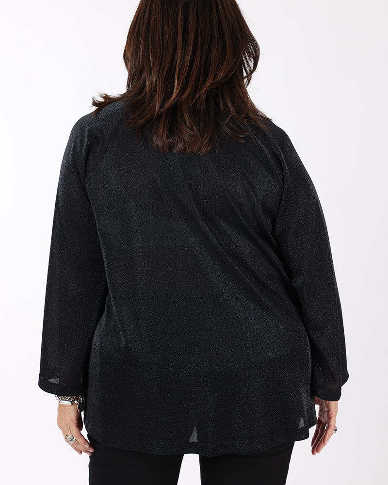Shimmering black top V neck - Mat