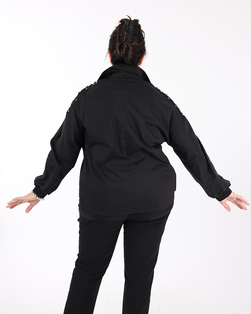 Black shirt with sparkling stones - MAT