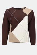 Pull ras-du-cou en tricot brossé motif argyle - Joseph Ribkoff
