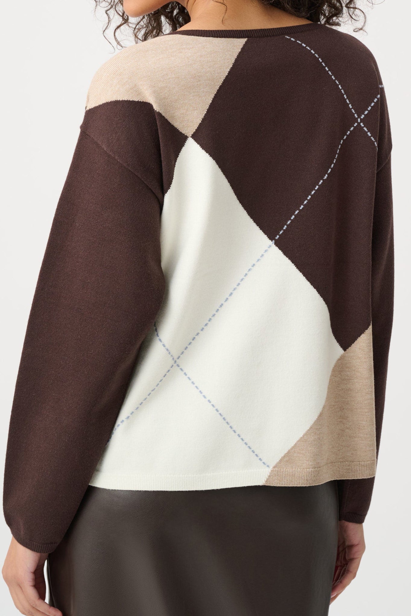 Pull ras-du-cou en tricot brossé motif argyle - Joseph Ribkoff
