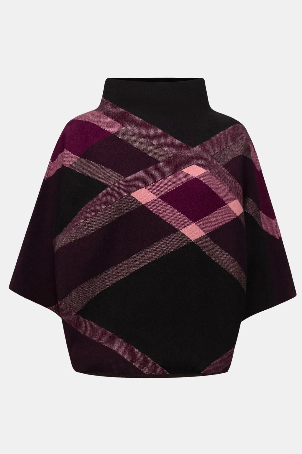 Tricot brossé à carreaux et col montant - Joseph Ribkoff