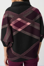 Tricot brossé à carreaux et col montant - Joseph Ribkoff